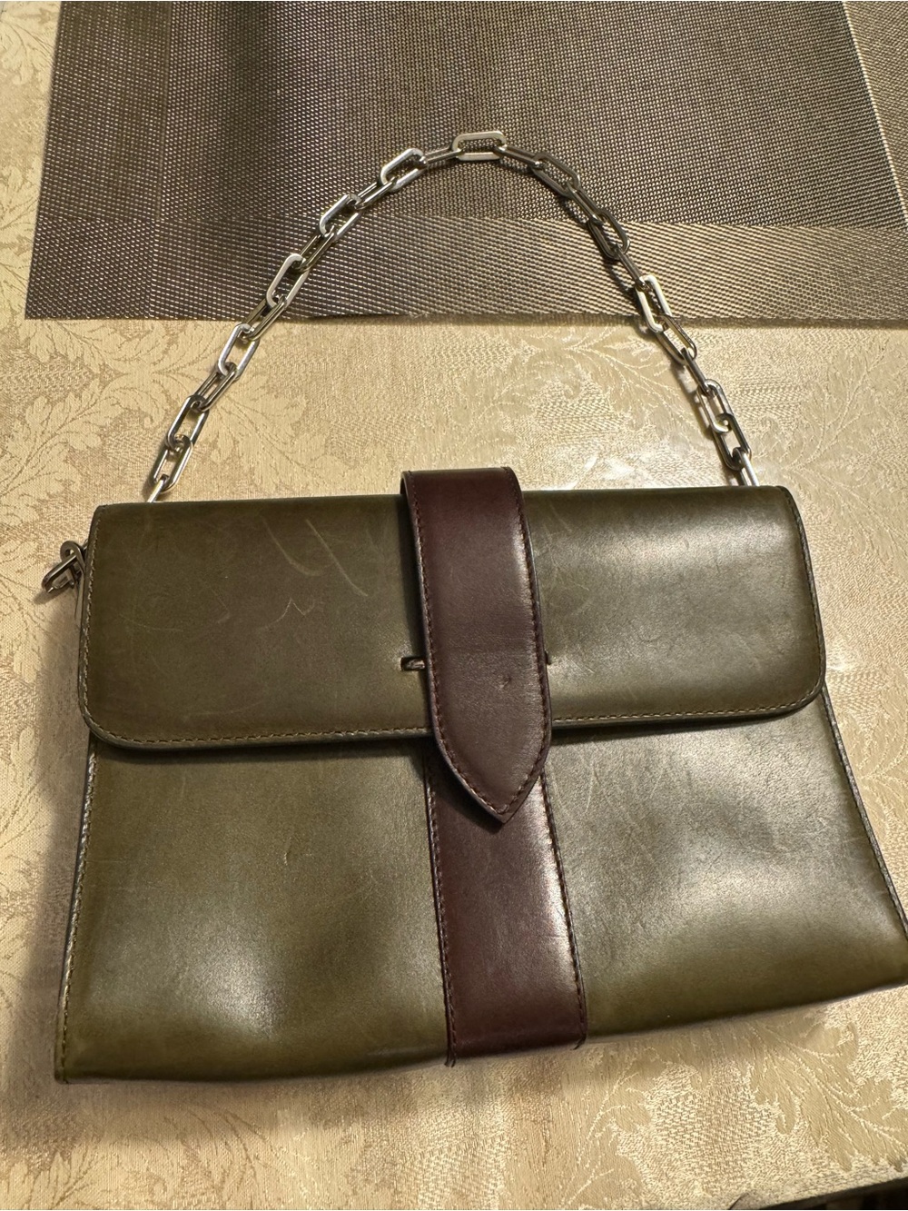 Philosophy Olive Green Chain Strap Flap Bag Read Description